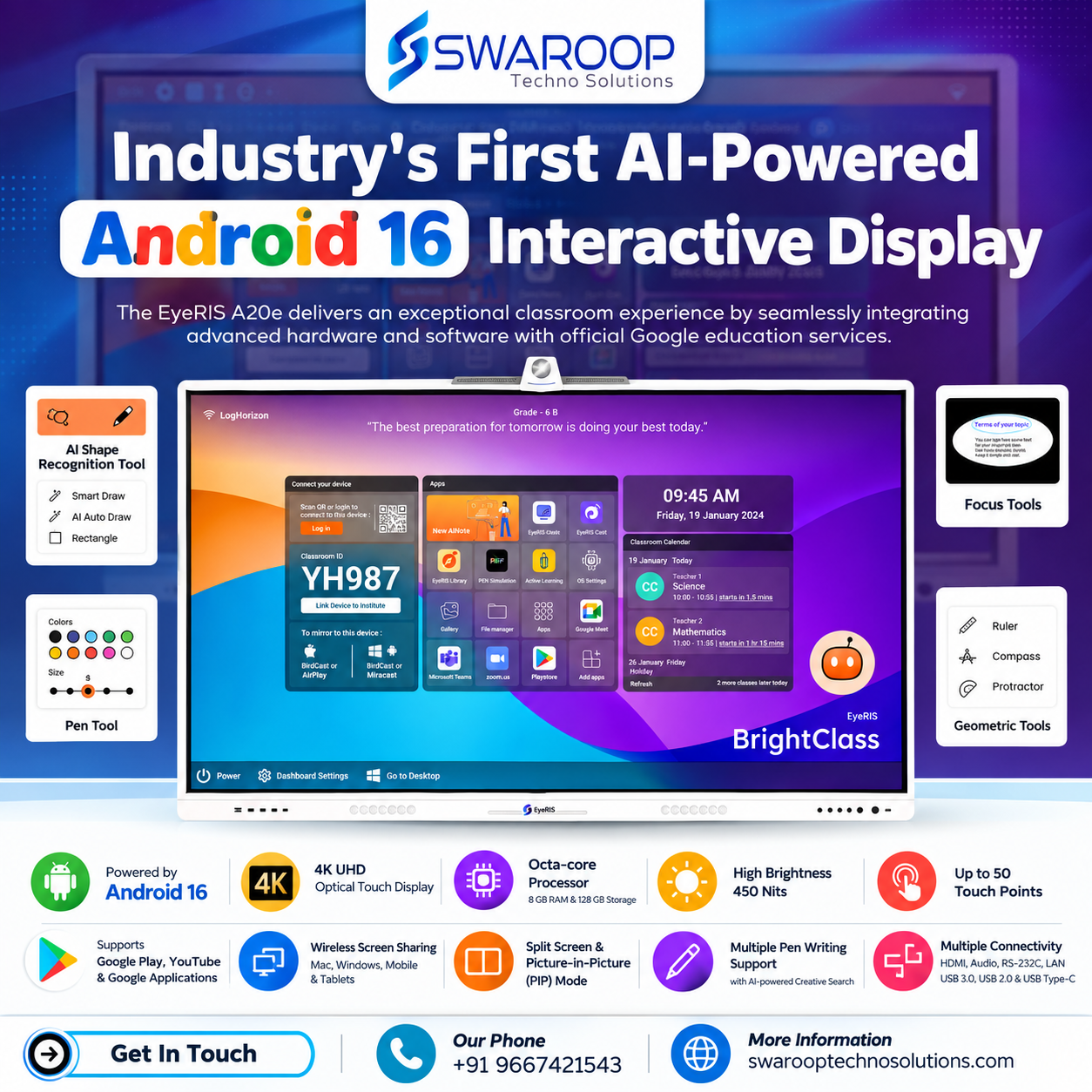 AI-Powered Android 16 Classroom Display