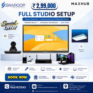 MAXHUB Full Studio Setup with Interactive Panel, 4K Camera, Wireless Microphone, LED Studio Lighting and High Performance PC